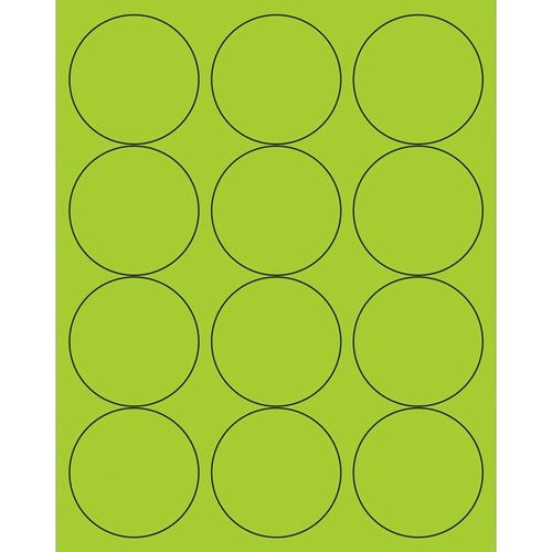 2.5 in Fluorescent Green Circle Laser Labels Permanent Acrylic 1200/Case LL194GN - alias listing