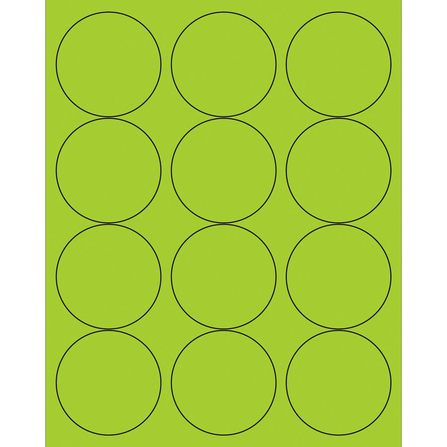 2.5 in Fluorescent Green Circle Laser Labels Permanent Acrylic 1200/Case LL194GN - alias listing