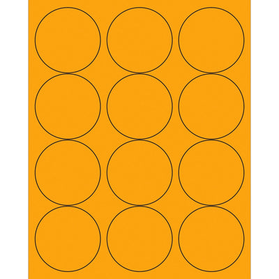2.5 in Fluorescent Orange Circle Laser Labels Permanent Acrylic 1200/Case LL194OR - alias listing