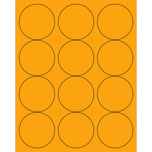 2.5 in Fluorescent Orange Circle Laser Labels Permanent Acrylic 1200/Case LL194OR - alias listing