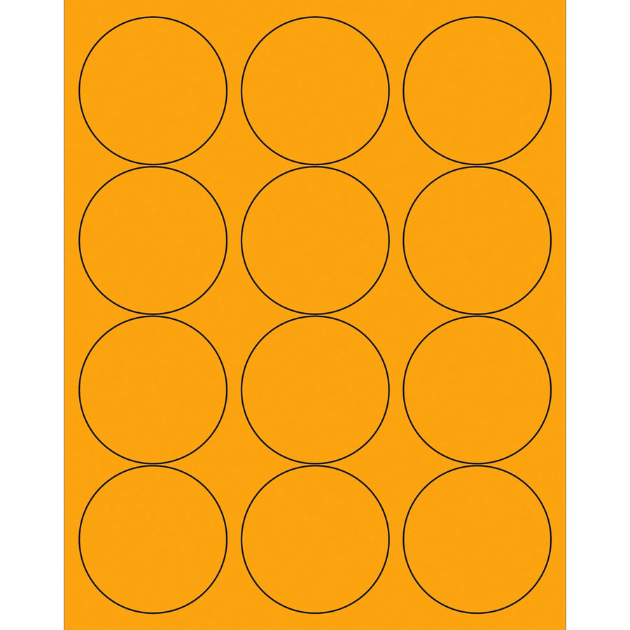 2.5 in Fluorescent Orange Circle Laser Labels Permanent Acrylic 1200/Case LL194OR - alias listing