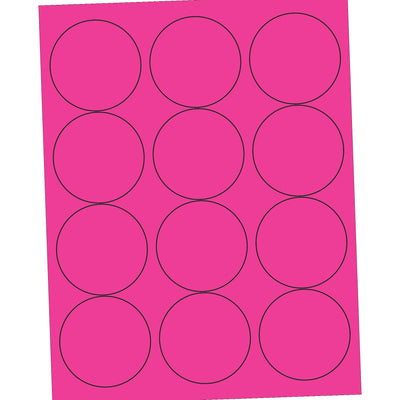 2.5 in Fluorescent Pink Circle Laser Labels Permanent Acrylic 1200/Case LL194PK - alias listing