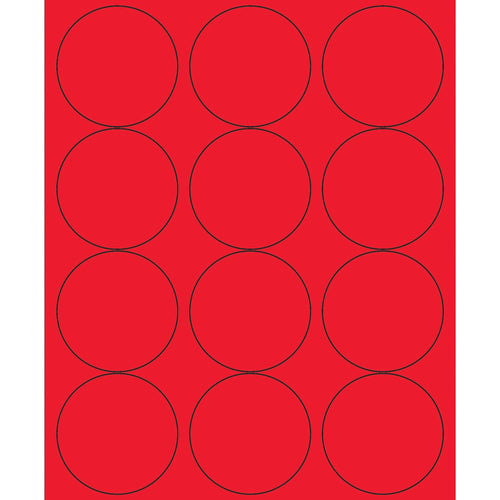 2.5 in Fluorescent Red Circle Laser Labels Permanent Acrylic 1200/Case LL194RD - alias listing