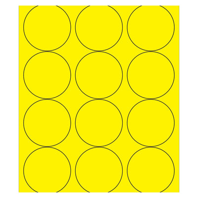 2.5 in Fluorescent Yellow Circle Laser Labels Permanent Acrylic 1200/Case LL194YE - alias listing