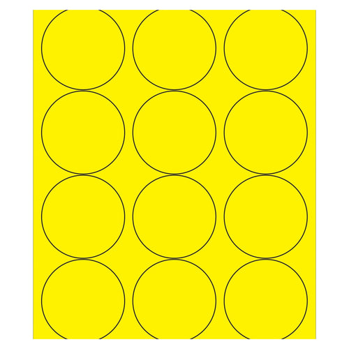 2.5 in Fluorescent Yellow Circle Laser Labels Permanent Acrylic 1200/Case LL194YE - alias listing