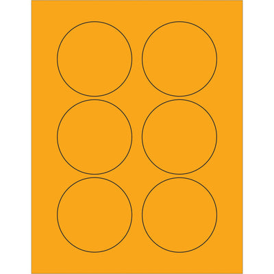 High-visibility fluorescent orange circle labels designed for shipping coordinators and logistics professionals who need compliance-ready labeling solutions. 3" diameter, permanent acrylic adhesive, 600 labels per case–compatible with laser and inkjet printers for instant customization.