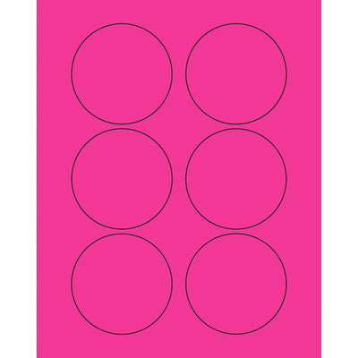 3 in Fluorescent Pink Circle Laser Labels Permanent Acrylic 600/Case LL195PK - alias listing