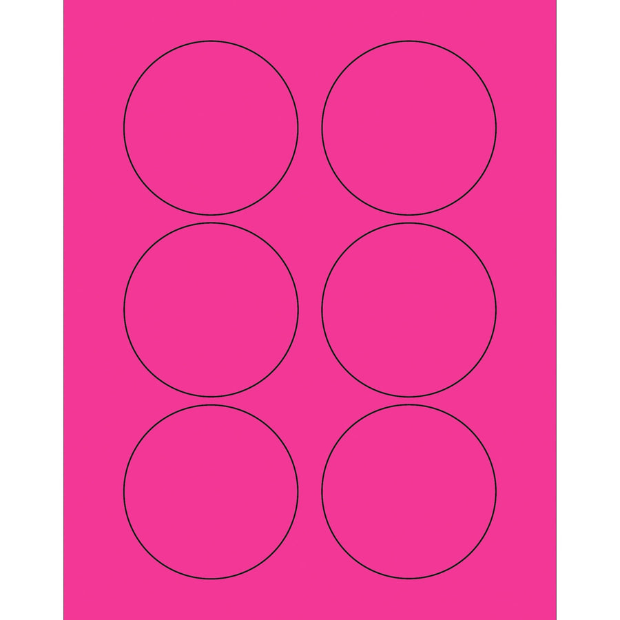 3 in Fluorescent Pink Circle Laser Labels Permanent Acrylic 600/Case LL195PK - alias listing