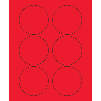 3 in Fluorescent Red Circle Laser Labels Permanent Acrylic 600/Case LL195RD - alias listing