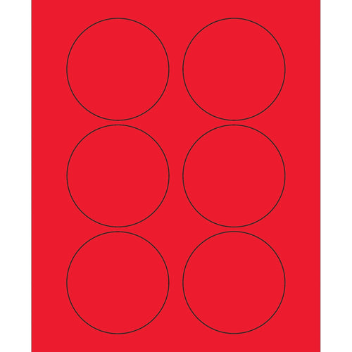 3 in Fluorescent Red Circle Laser Labels Permanent Acrylic 600/Case LL195RD - alias listing