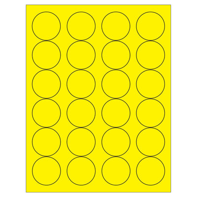 1 2/3 in Fluorescent Yellow Circle Laser Labels Permanent Acrylic 2400/Case LL196YE - alias listing