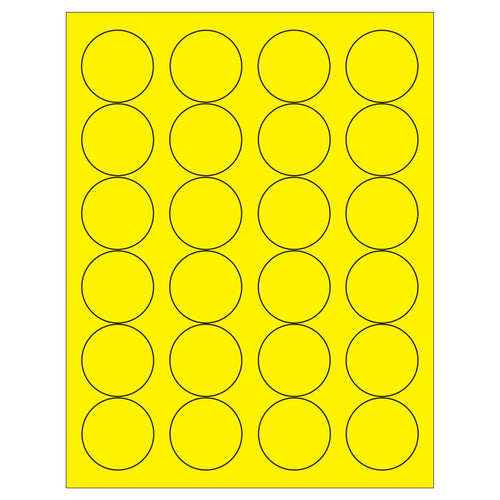 1 2/3 in Fluorescent Yellow Circle Laser Labels Permanent Acrylic 2400/Case LL196YE - alias listing