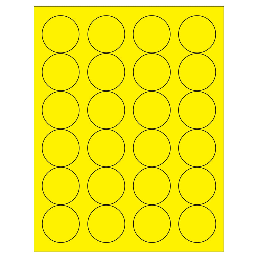 1 2/3 in Fluorescent Yellow Circle Laser Labels Permanent Acrylic 2400/Case LL196YE - alias listing