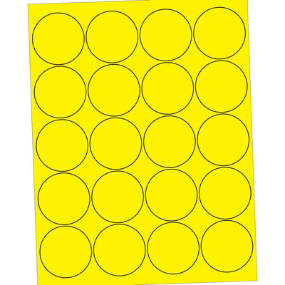 2 in Fluorescent Yellow Circle Laser Labels Permanent Acrylic 2000/Case LL197YE - alias listing