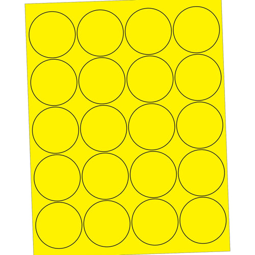 2 in Fluorescent Yellow Circle Laser Labels Permanent Acrylic 2000/Case LL197YE - alias listing