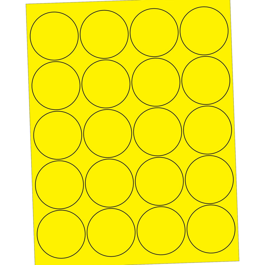 2 in Fluorescent Yellow Circle Laser Labels Permanent Acrylic 2000/Case LL197YE - alias listing