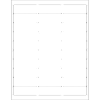 Professional-grade glossy white rectangle laser labels sized 2 5/8" x 1" with permanent acrylic adhesive designed for reliable printer performance. Heat-resistant formula resists jamming in laser printers while maintaining sharp photo-finish print quality. Bulk case of 3000 labels–ideal for shipping coordinators and logistics operations requiring compliant, high-volume labeling solutions.