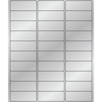 2 5/8 x 1 in Silver Foil Laser Labels Permanent Acrylic 3000/Case LL210SR - alias listing