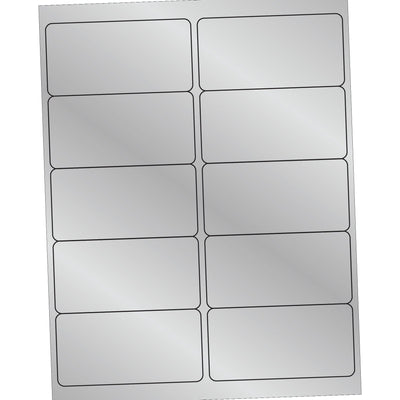 4x2 Silver Foil Rectangle Laser Labels Permanent Acrylic 1000/Case LL211SR - alias listing