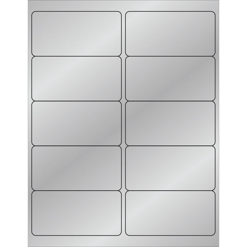 Premium 4x2 silver foil rectangle laser labels deliver professional branding with heat-resistant permanent acrylic adhesive that resists printer jamming. Each case contains 1,000 printable labels compatible with standard laser printers. Pre-formatted Microsoft Word template included for immediate deployment.