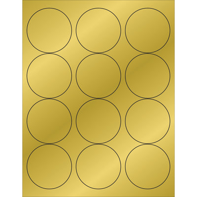 Professional 2 1/2" gold foil circle laser labels with permanent acrylic adhesive that resists heat and printer jamming. Print directly from your laser printer using the included Microsoft Word template. Ships 1,200 labels per case–the standard pack size for shipping coordinators and logistics teams managing international shipments.