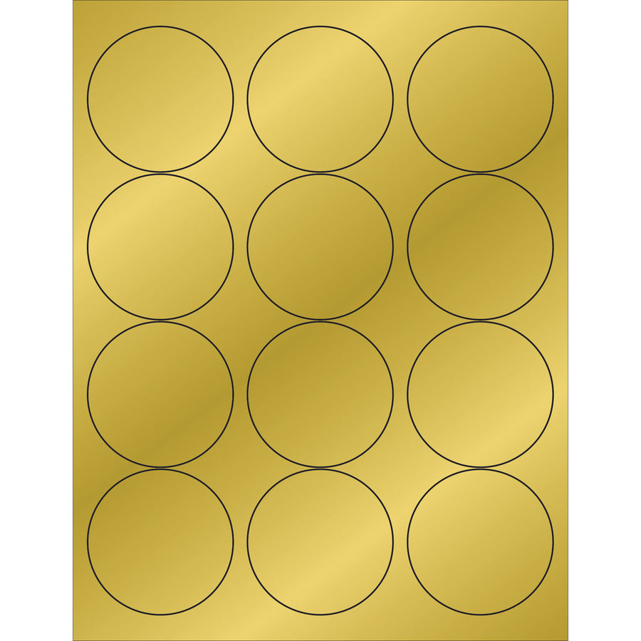 Professional 2 1/2" gold foil circle laser labels with permanent acrylic adhesive that resists heat and printer jamming. Print directly from your laser printer using the included Microsoft Word template. Ships 1,200 labels per case–the standard pack size for shipping coordinators and logistics teams managing international shipments.