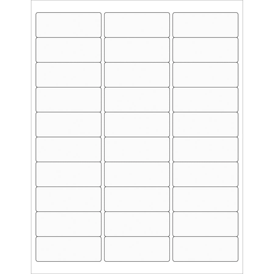 Precision-engineered clear rectangle laser labels sized 2 5/8" x 1" for shipping, inventory, and compliance labeling. Permanent acrylic adhesive resists heat and jamming in laser printers. Sold as a case of 3,000 labels with easy-to-use Microsoft Word template included.