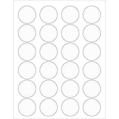 Professional-grade 1 5/8" diameter clear circle laser labels engineered for shipping coordinators and logistics operations. Heat-resistant permanent acrylic adhesive eliminates printer jamming and ensures compliance visibility on packages. Get 2400 labels per case with matte finish that accepts crisp, high-contrast printing.