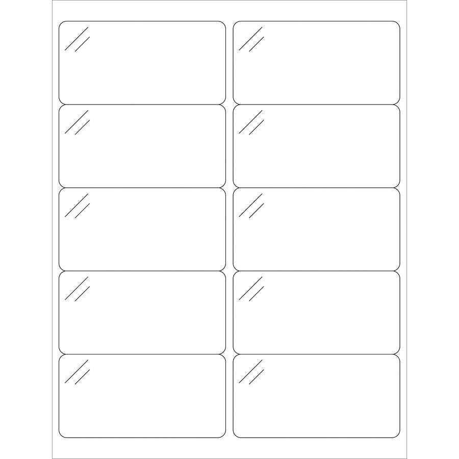 Glass-like transparent polyester laser labels that ensure maximum visibility for international shipments and compliance labeling. 4" x 2" rectangle format, 1000 labels per case with permanent, non-oozing adhesive compatible with all laser printers. Download our free Microsoft Word template for instant formatting.