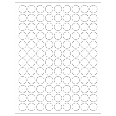 3/4 in White Removable Circle Laser Labels 10800/Case LL294 - alias listing