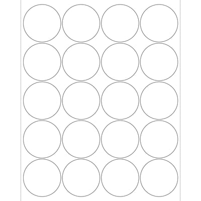2 in Glossy White Circle Laser Labels Permanent Acrylic 2000/Case LL302 - alias listing