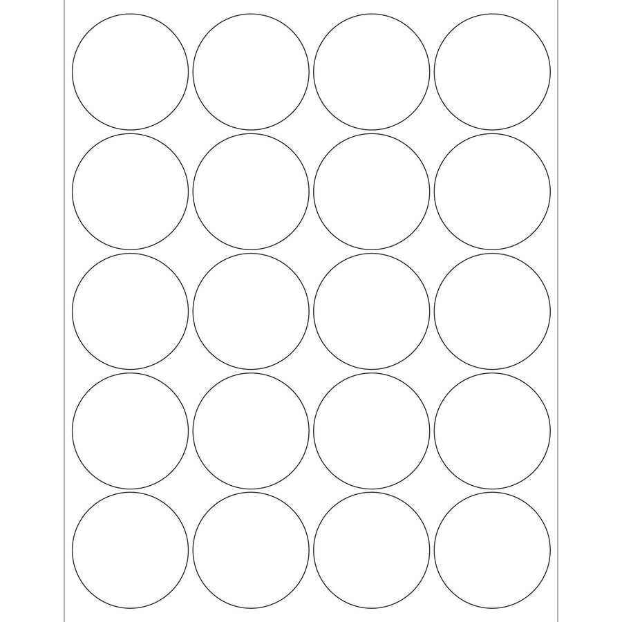 2 in Glossy White Circle Laser Labels Permanent Acrylic 2000/Case LL302 - alias listing