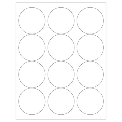 2.5 in Glossy White Circle Laser Labels Permanent Acrylic 1200/Case LL303 - alias listing