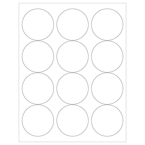 2.5 in Glossy White Circle Laser Labels Permanent Acrylic 1200/Case LL303 - alias listing