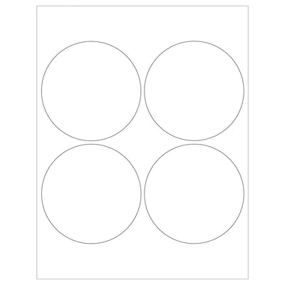 4 in Glossy White Circle Laser Labels Permanent Acrylic 400/Case LL305 - alias listing