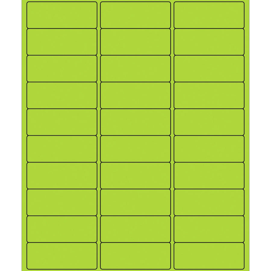 2 5/8 x 1 in Fluorescent Green Removable Laser Labels 3000/Case LL405GN - alias listing