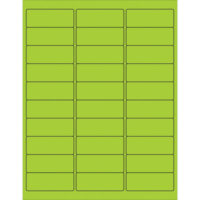 High-visibility fluorescent green removable laser labels engineered for shipping coordinators who need compliant, easy-to-read package identification. 2 5/8" x 1" permanent acrylic labels remove cleanly without residue. Case of 3000 labels compatible with laser and inkjet printers.