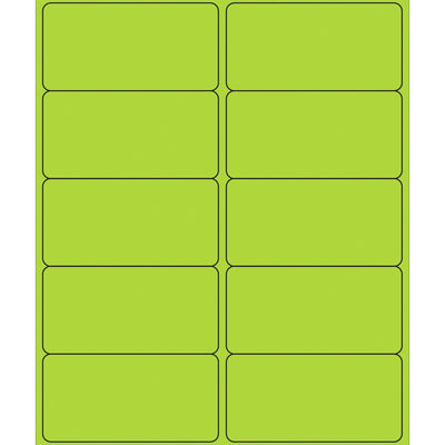 4x2 Fluorescent Green Removable Laser Labels 1000/Case LL410GN - alias listing