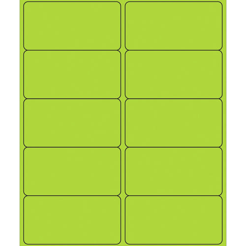 4x2 Fluorescent Green Removable Laser Labels 1000/Case LL410GN - alias listing