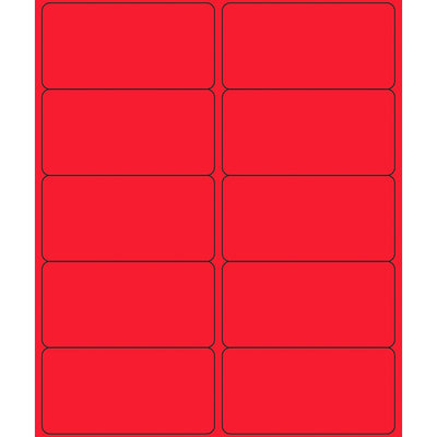 4x2 Fluorescent Red Removable Laser Labels 1000/Case LL410RD - alias listing