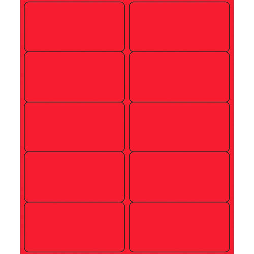 4x2 Fluorescent Red Removable Laser Labels 1000/Case LL410RD - alias listing