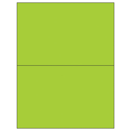 8.5x5.5 Fluorescent Green Removable Laser Labels 200/Case LL415GN
