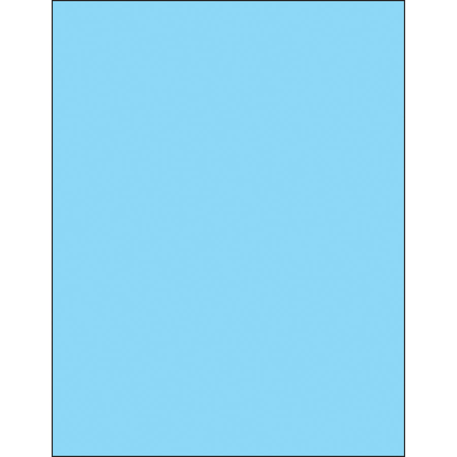 Fluorescent pastel blue removable rectangle laser labels (8.5x11) designed for shipping coordinators who need clean, residue-free removal without equipment damage. Compatible with laser and inkjet printers. Sold as case of 100 labels with Microsoft Word template included.