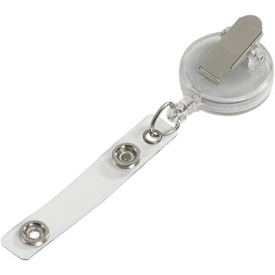Protect employee clothing while maintaining quick badge access with these 36" clear nylon retractable lanyards. Each case includes 12 units with durable steel spring clips and vinyl snap-on straps for secure attachment. Ideal for security, healthcare, and corporate facilities requiring compliant badge management.