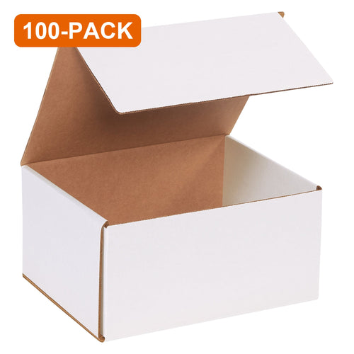 10x8x5 ECT-32 White Corrugated Mailers, 100-Pack (2 Bundles of 50)