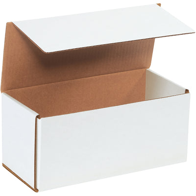 Heavy-duty ECT-32-B white corrugated mailers in 11x5x5 dimensions engineered for reliable protection of small, lightweight shipments. One-piece fold-and-tuck design assembles in seconds with no tape, glue, or staples required. Bundle of 50 crush-resistant boxes reduces labor time and freight costs per unit.