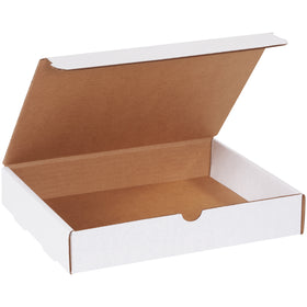 Ready-to-assemble white corrugated literature mailers sized 11 1/8 x 8 3/4 x 2" with professional ECT-32-B construction and self-sealing tabs for a polished presentation. No additional supplies needed‚just fold, tuck, and ship 50 mailers per bundle.