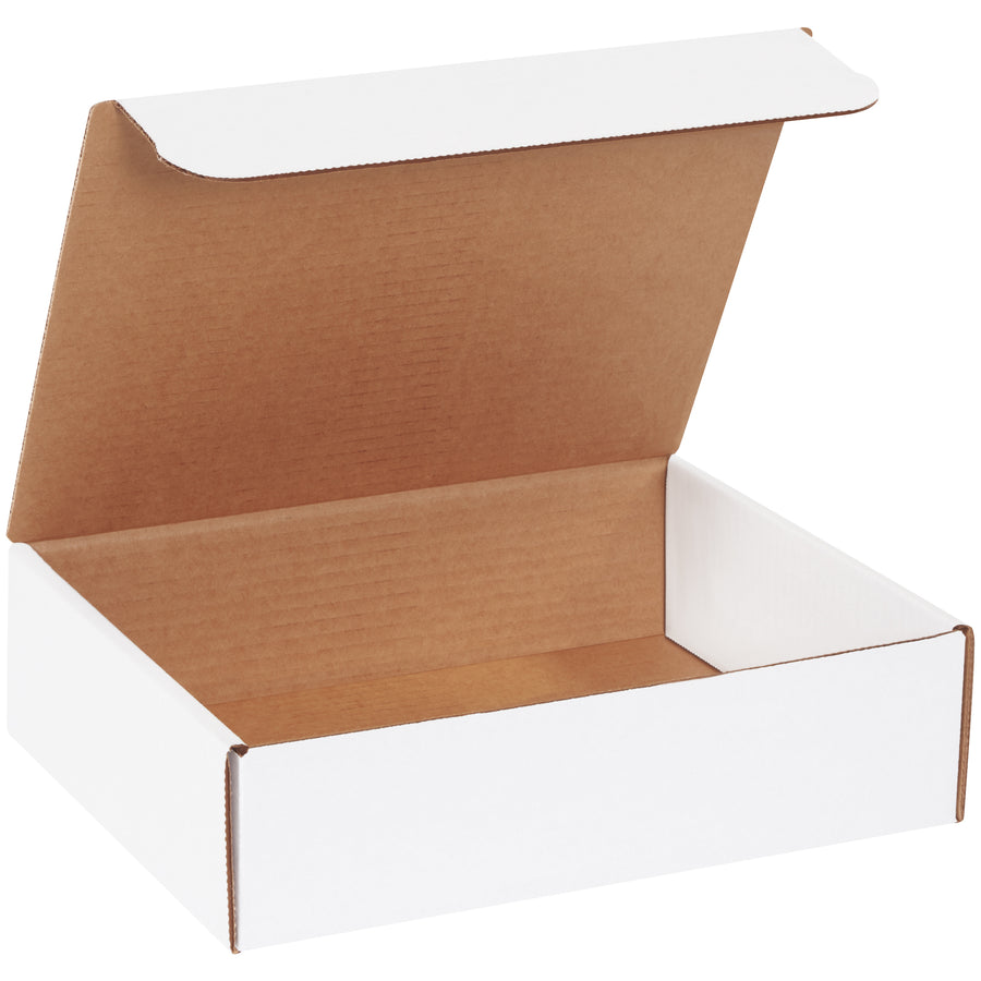 Professional white corrugated literature mailers designed for e-commerce brands who demand reliable, crush-resistant shipping protection. These 11 1/8 x 8 3/4 x 3" fold-and-tuck mailers feature snug-fitting self-seal tabs and ECT-32-B construction‚no additional supplies required. Sold as a convenient 50-pack bundle.