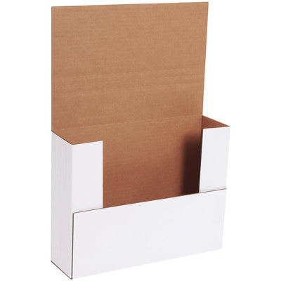 Professional-grade 11x8.5x3 white corrugated mailers designed for e-commerce brands shipping flat items like prints and documents. Multi-depth score lines enable custom folding for flexible packing depths‚place product, fold sides, seal with tape. Crush-resistant ECT-32-B construction protects contents while maintaining a polished, branded appearance. Sold as a bundle of 50.