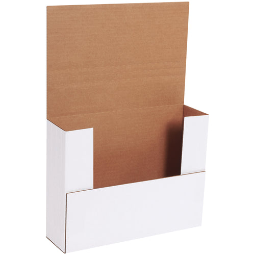 Professional-grade 11x8.5x3 white corrugated mailers designed for e-commerce brands shipping flat items like prints and documents. Multi-depth score lines enable custom folding for flexible packing depths‚place product, fold sides, seal with tape. Crush-resistant ECT-32-B construction protects contents while maintaining a polished, branded appearance. Sold as a bundle of 50.